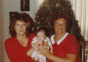 Davey, Grandma and me at Christmas